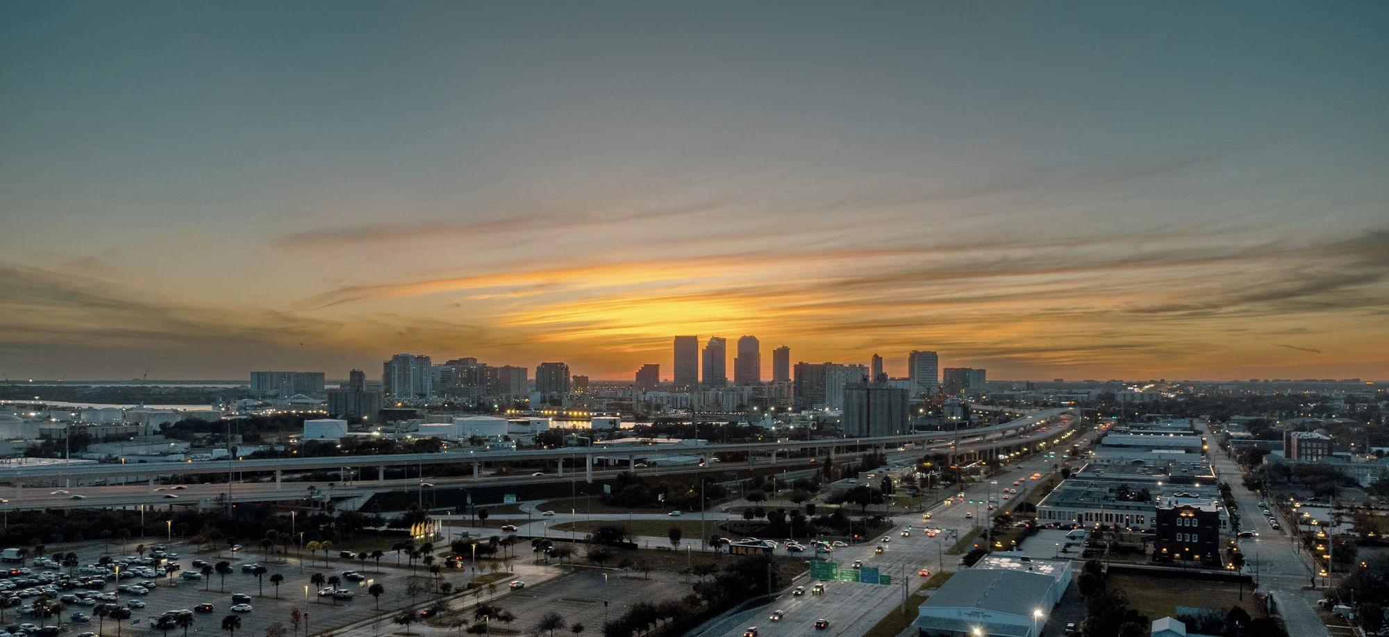 Tampa Bay skyline at sunset